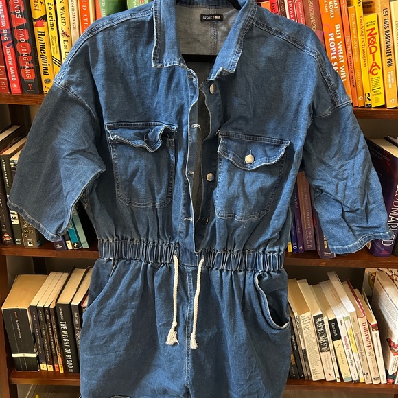 Fashion Nova Pants - Fashion Nova Blue Denim Romper